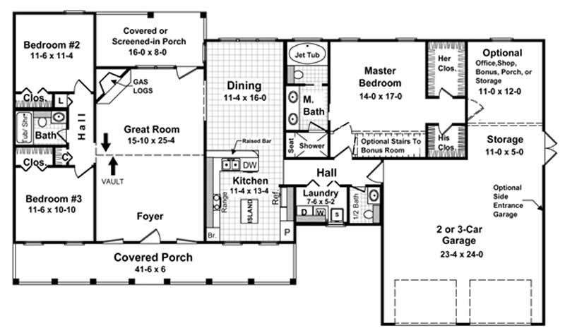 Floor Plan First Story of Country Plan #141-1183