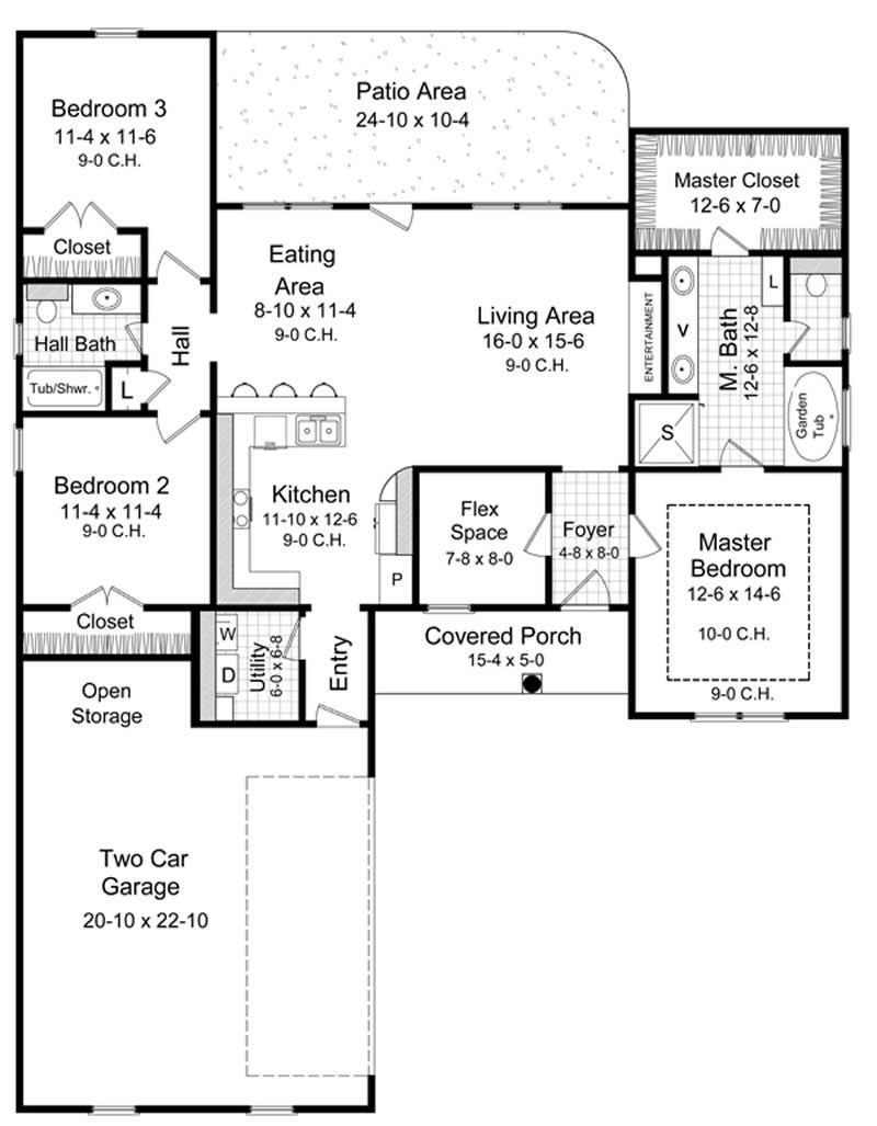 Floor Plan First Story of European Plan #141-1185