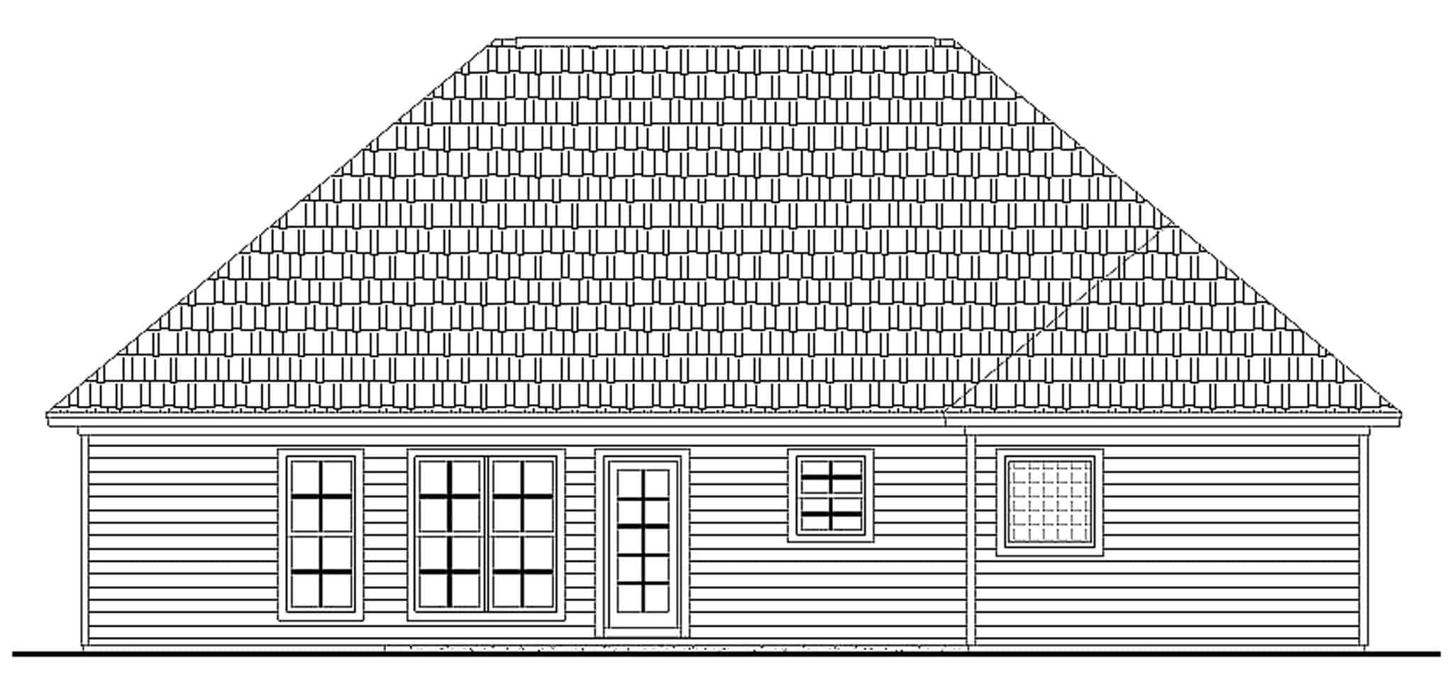 Home Plan Rear Elevation of this 3-Bedroom,1605 Sq Ft Plan -141-1186