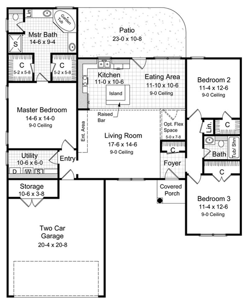 Floor Plan First Story of European Plan #141-1187