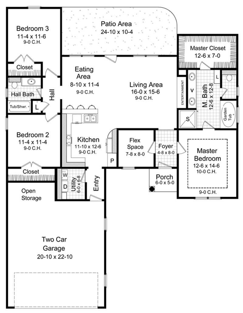 Floor Plan First Story of European Plan #141-1189