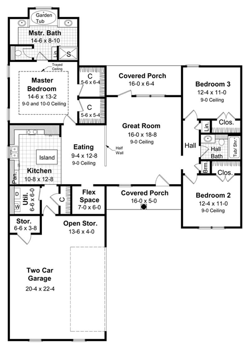 Floor Plan First Story of European Plan #141-1191