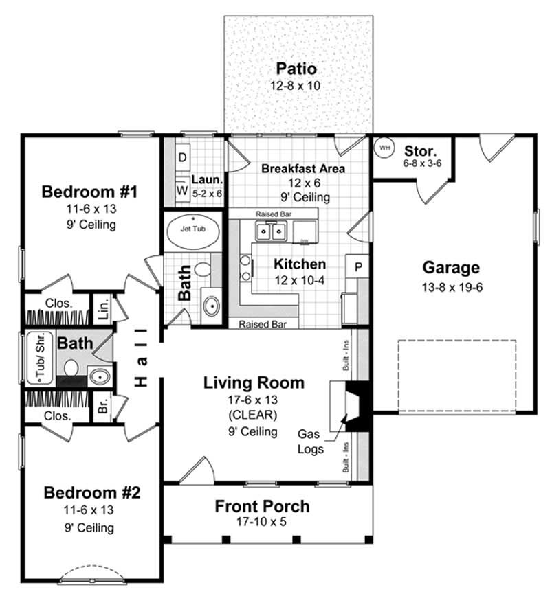 Floor Plan First Story of Country Plan #141-1193
