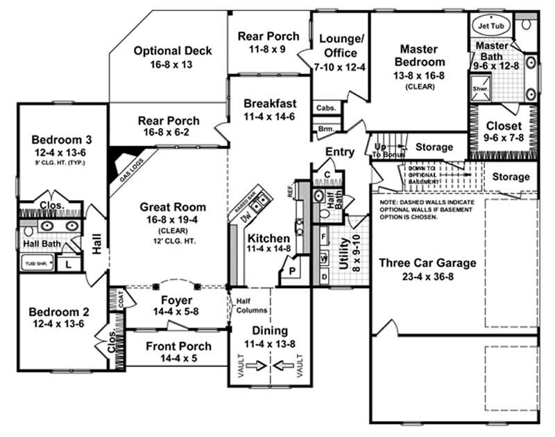 Floor Plan First Story of Country Plan #141-1194