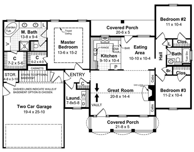 Floor Plan First Story of Country Plan #141-1197