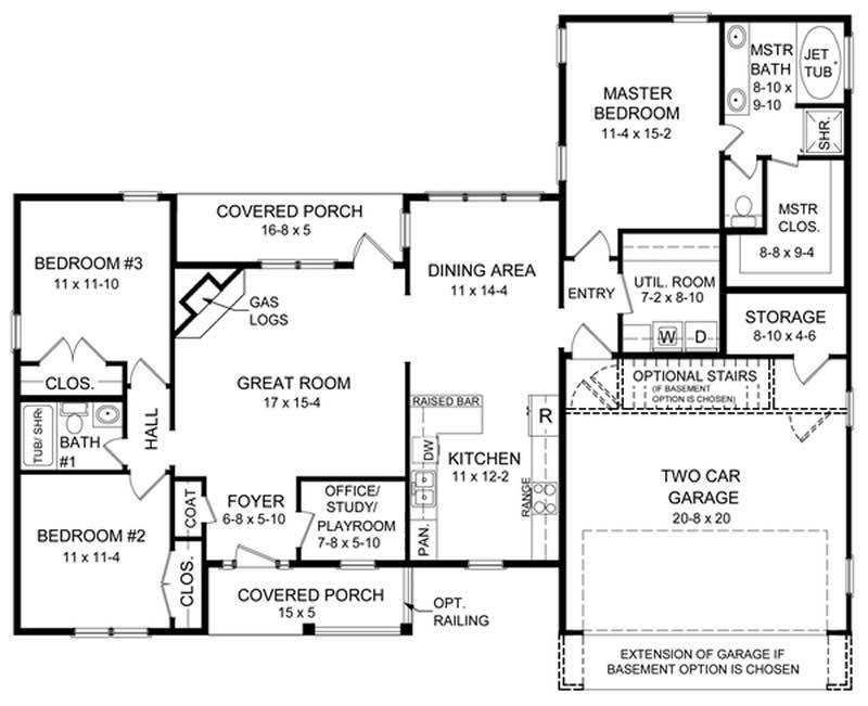 Floor Plan First Story of Country Plan #141-1198
