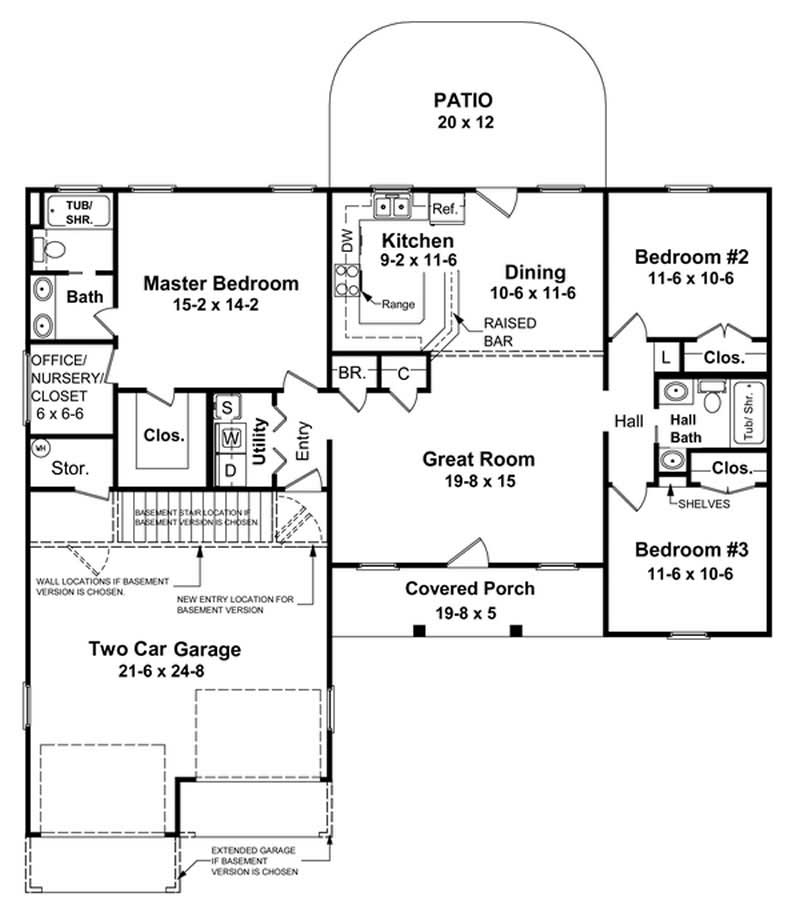 Floor Plan First Story of Country Plan #141-1199