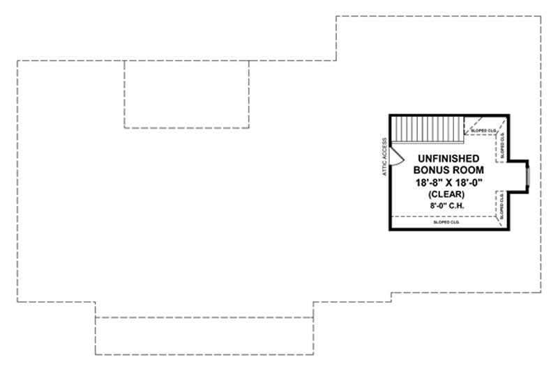 Floor Plan Second Story of Acadian Plan #141-1204