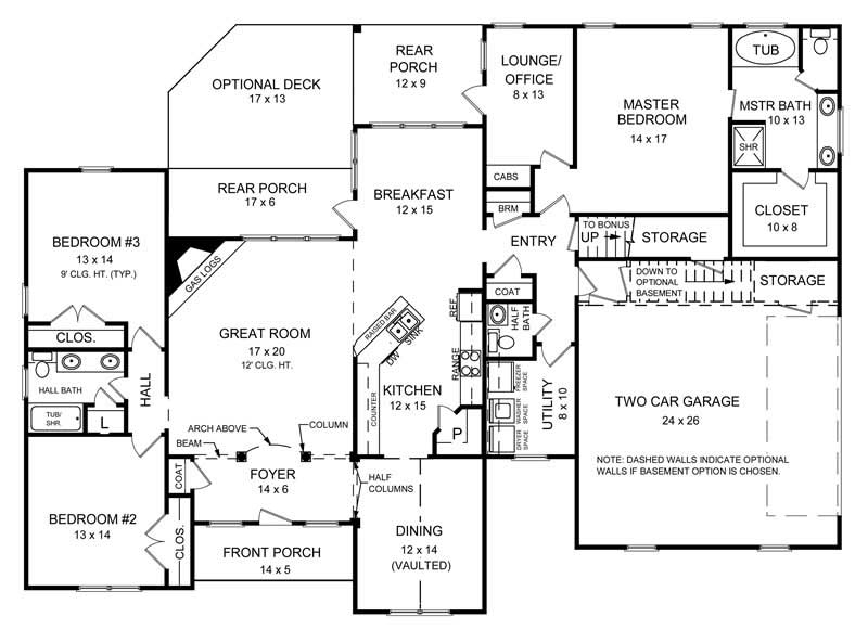 Floor Plan First Story of Traditional Plan #141-1205