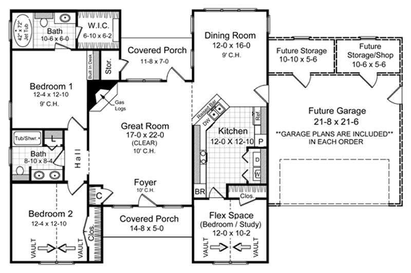 Floor Plan First Story of European Plan #141-1206