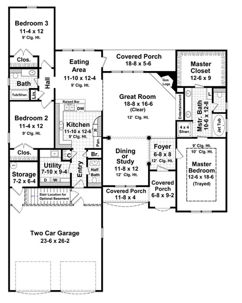 Floor Plan First Story of Country Plan #141-1207