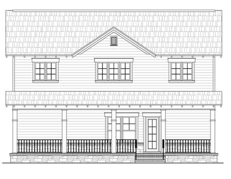 Home Plan Rear Elevation of this 4-Bedroom,2300 Sq Ft Plan -141-1209