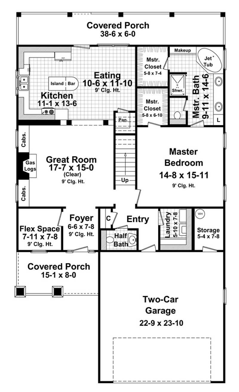 Floor Plan First Story of Craftsman Plan #141-1209