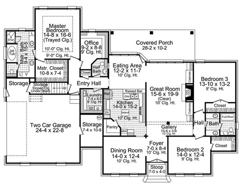 Floor Plan First Story of Country Plan #141-1210