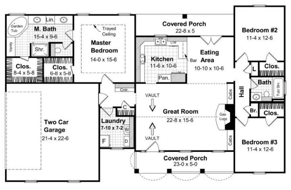 Floor Plan First Story of Country Plan #141-1213
