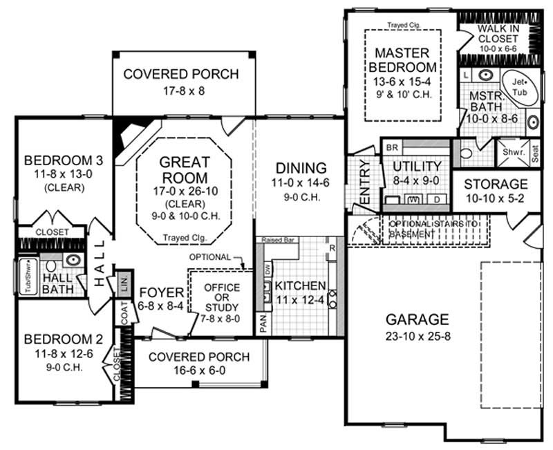 Floor Plan First Story of Country Plan #141-1214