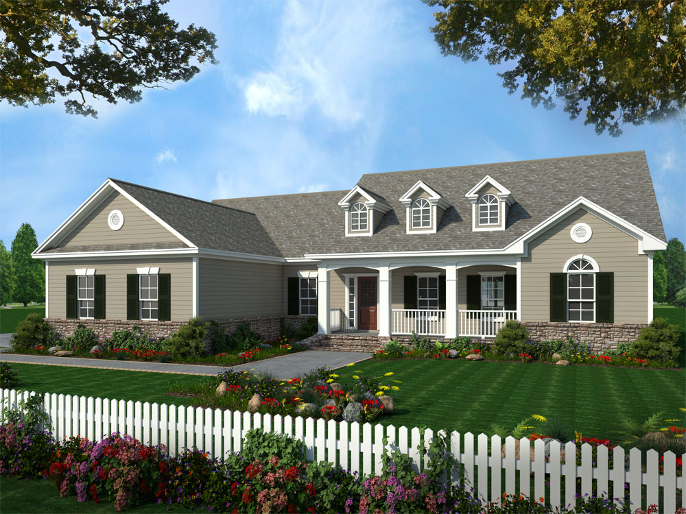 Front elevation of Country home (ThePlanCollection: House Plan #141-1215)