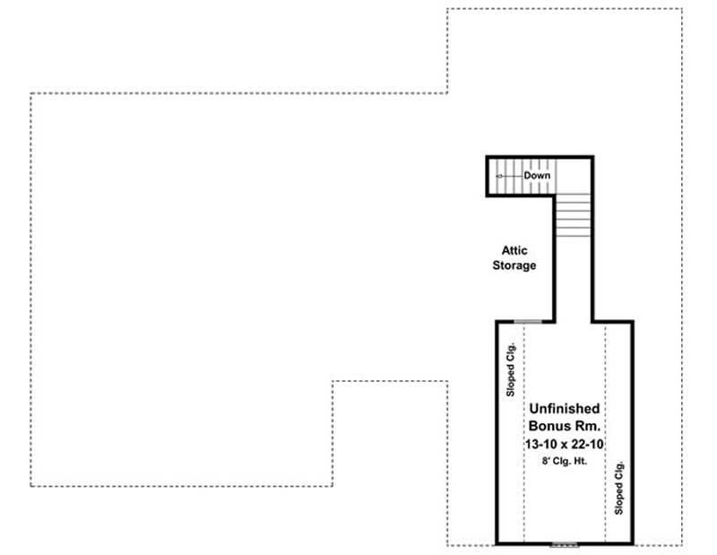 Floor Plan Bonus Room of Acadian Plan #141-1216