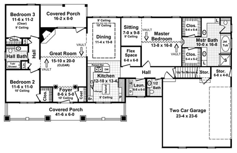 Floor Plan First Story of Country Plan #141-1217