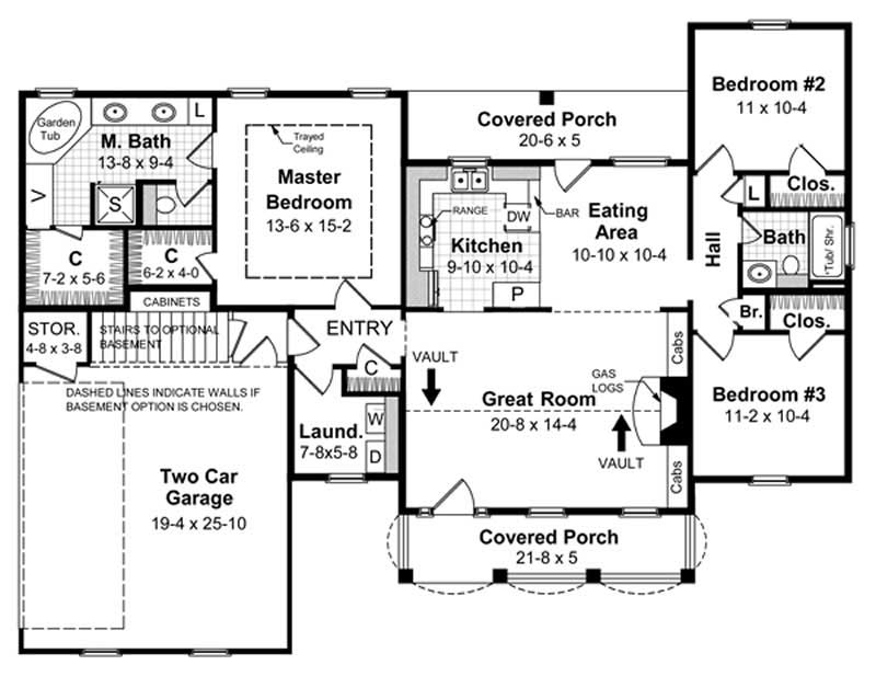 Floor Plan First Story of Country Plan #141-1220