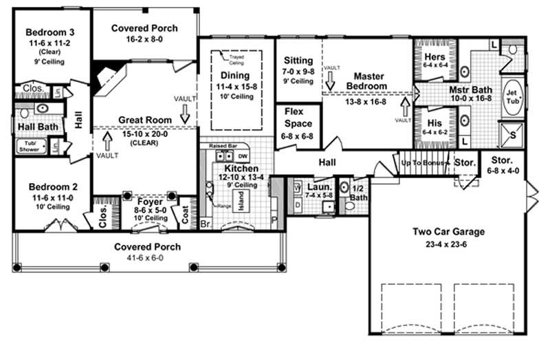 Floor Plan First Story of Country Plan #141-1222
