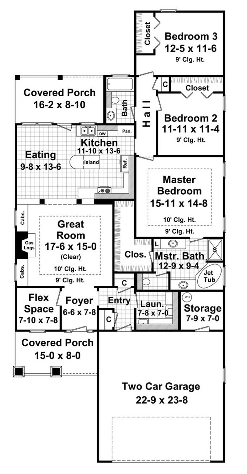 Floor Plan First Story of Country Plan #141-1228