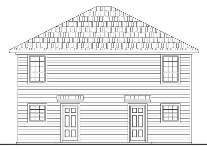 Home Plan Rear Elevation of this 2-Bedroom,1962 Sq Ft Plan -141-1229