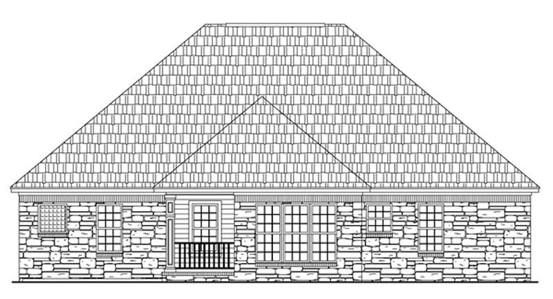 Home Plan Rear Elevation of this 3-Bedroom,1600 Sq Ft Plan -141-1231