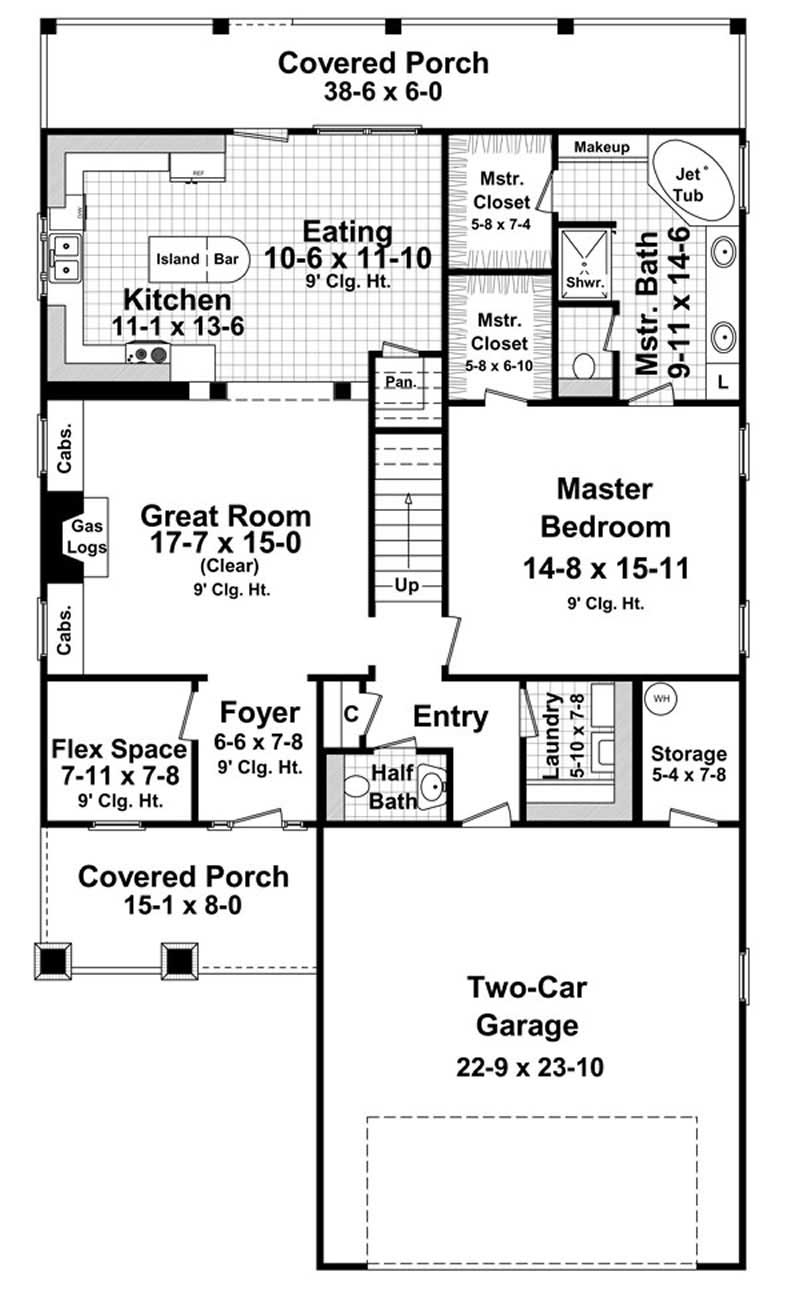 Floor Plan First Story of Country Plan #141-1235
