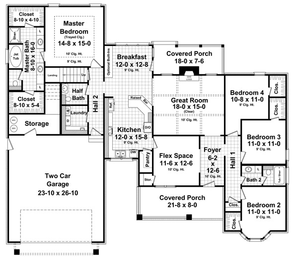 Floor Plan First Story of Country Plan #141-1236