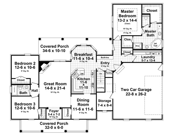 Floor Plan First Story of Country Plan #141-1237