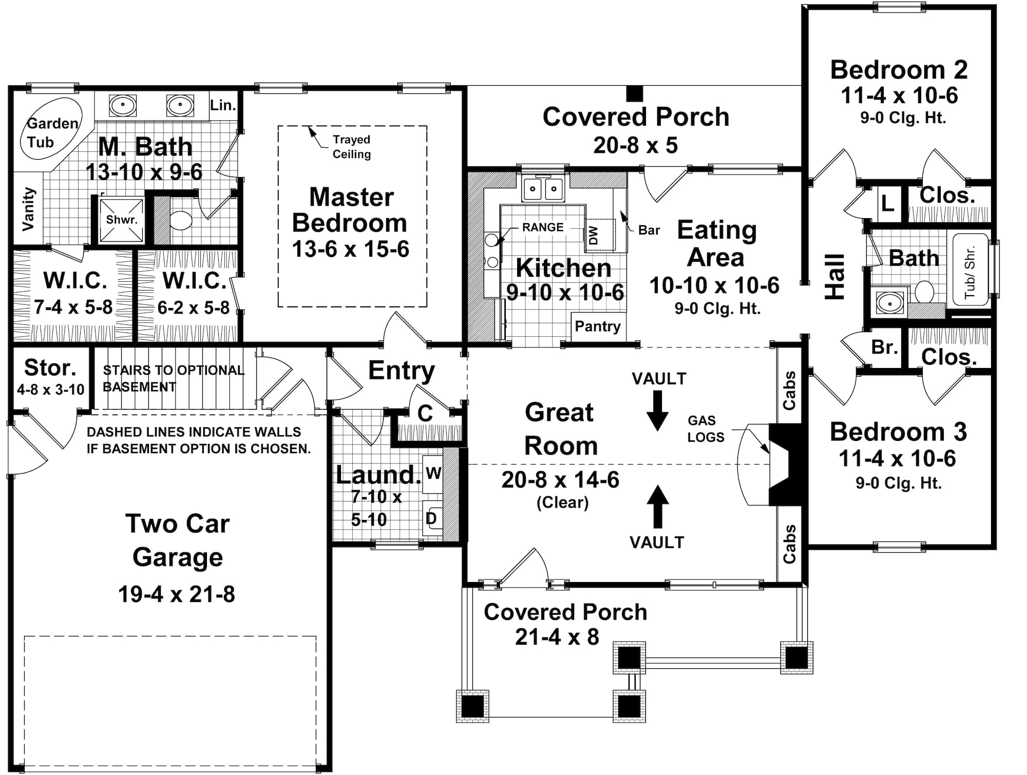 Floor Plan First Story of Ranch Plan #141-1238