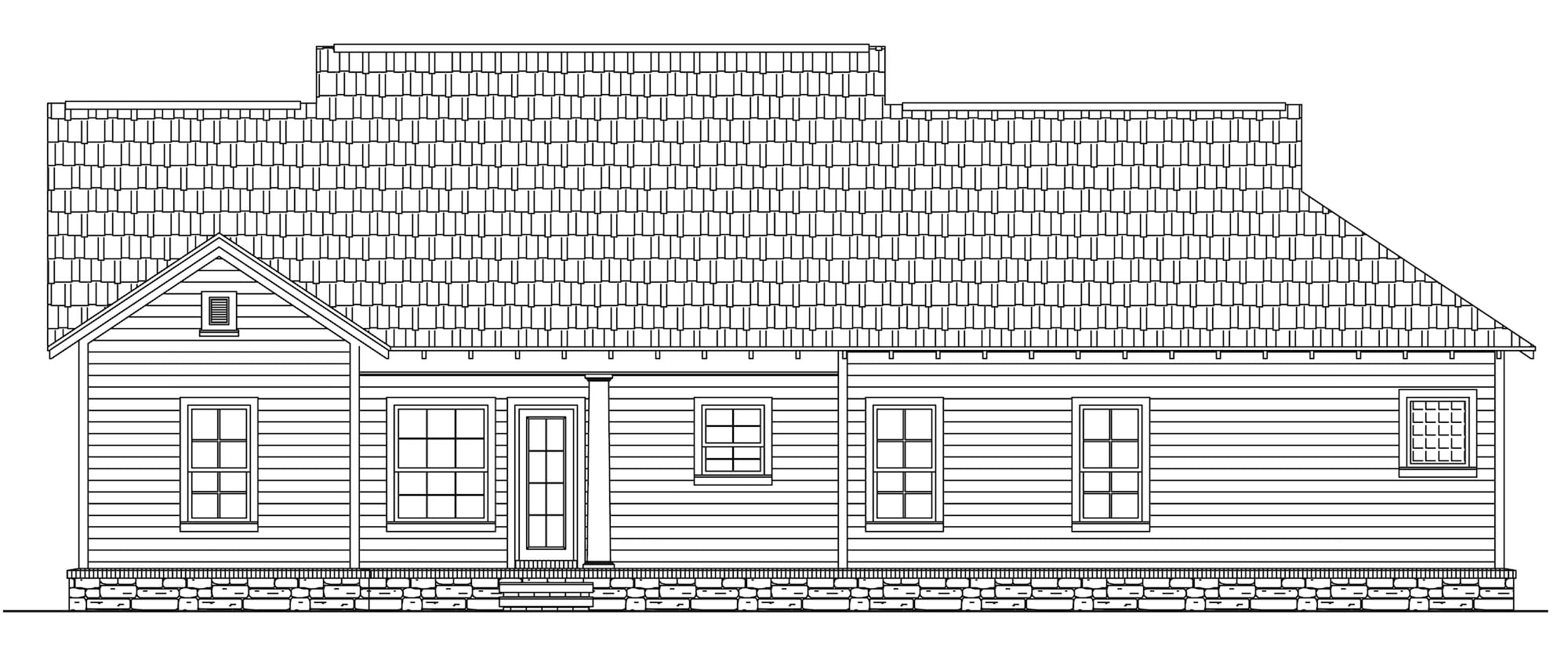 Home Plan Rear Elevation of this 3-Bedroom,1509 Sq Ft Plan -141-1238