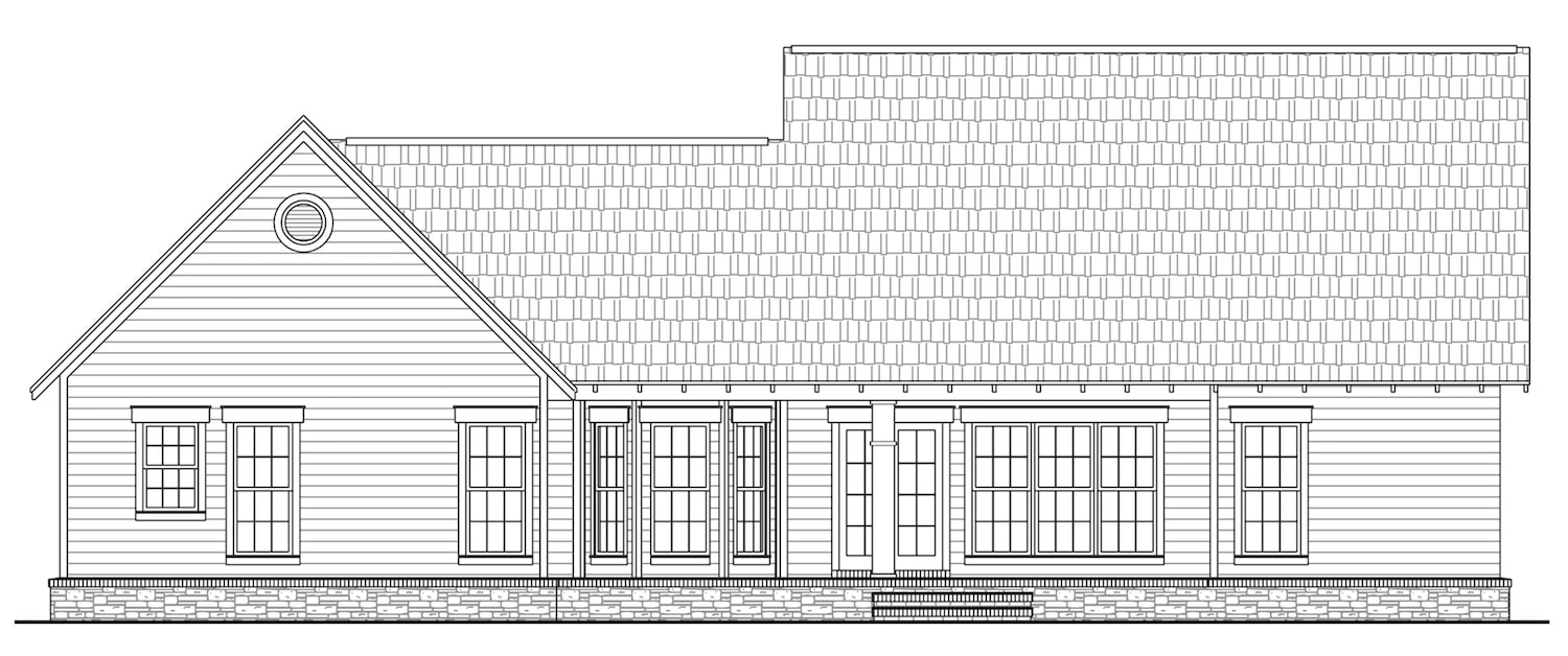 Home Plan Rear Elevation of this 3-Bedroom,1800 Sq Ft Plan -141-1239