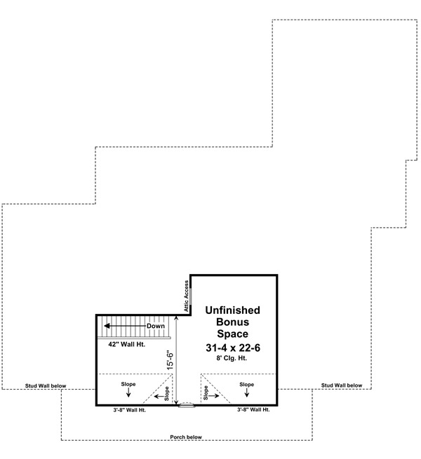 Floor Plan Bonus Room of Country Plan #141-1240