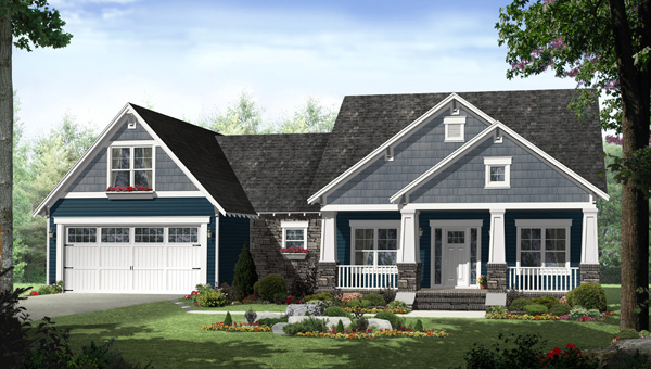 Home Plan Front Elevation of this 3-Bedroom,1637 Sq Ft Plan -141-1242