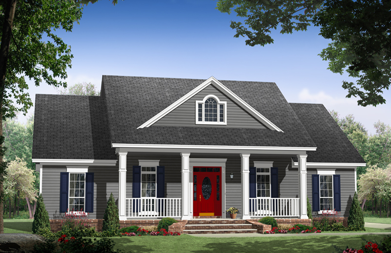Color rendering of Country home plan (ThePlanCollection: House Plan #141-1243)