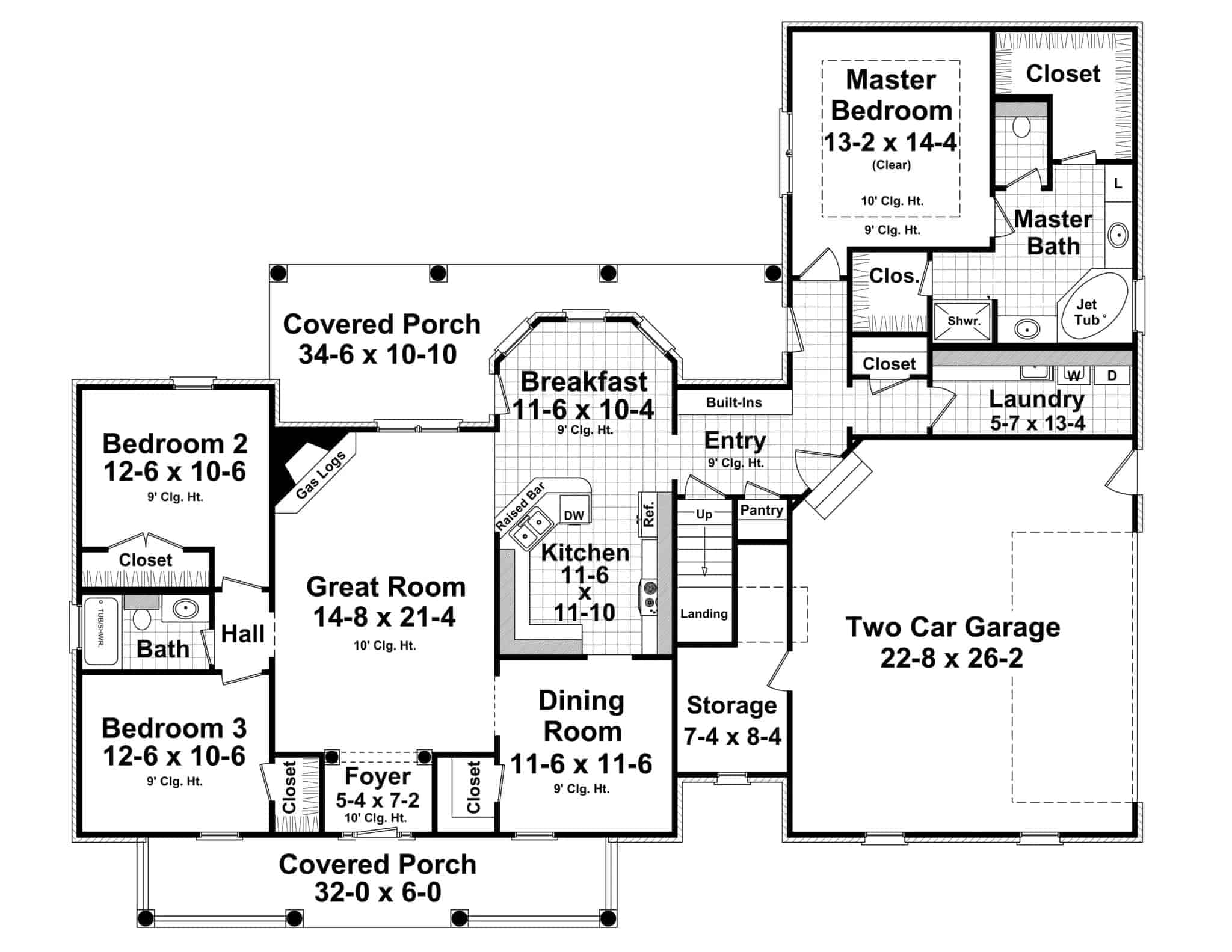 Main Level of Acadian Plan #141-1244