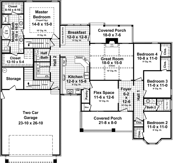 Floor Plan First Story of Craftsman Plan #141-1249