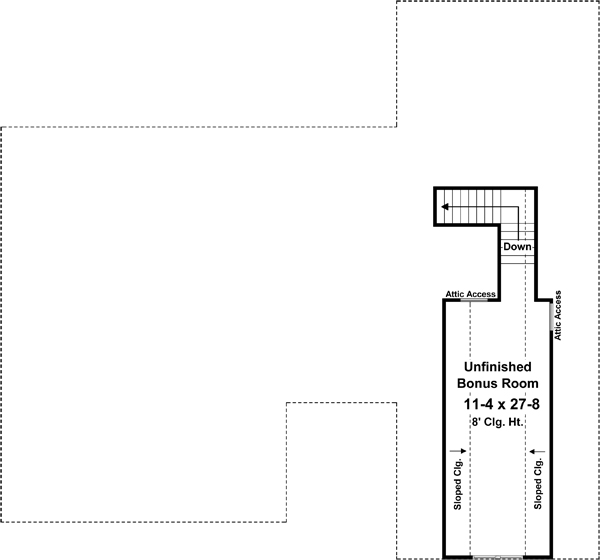 Floor Plan Bonus Room of Craftsman Plan #141-1250
