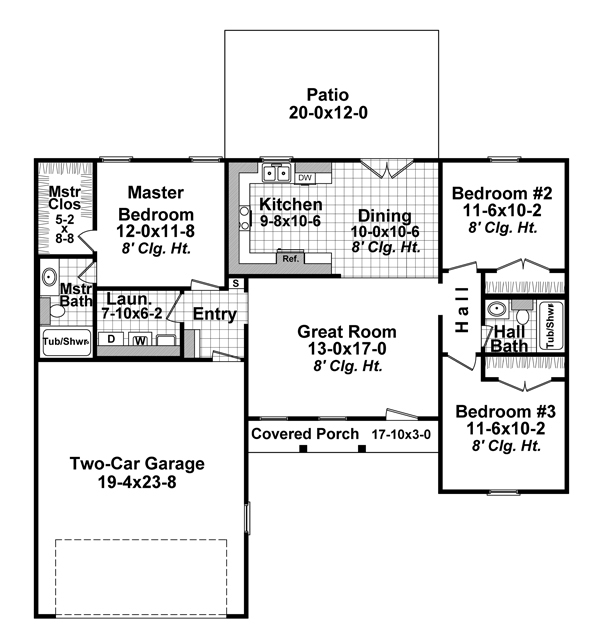 Floor Plan First Story of Traditional Plan #141-1255