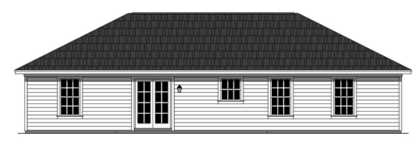 Home Plan Rear Elevation of this 3-Bedroom,1200 Sq Ft Plan -141-1255