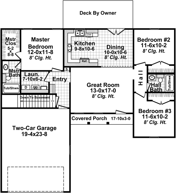 Floor Plan First Story of Small House Plans #141-1256