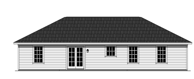 Home Plan Rear Elevation of this 3-Bedroom,1216 Sq Ft Plan -141-1256