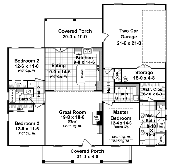 Floor Plan First Story of Country Plan #141-1259