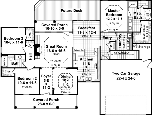 Floor Plan First Story of Country Plan #141-1260