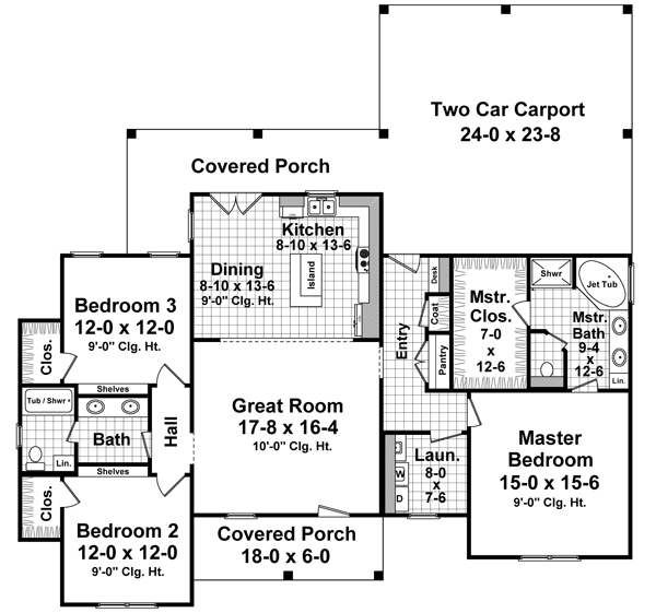 Floor Plan First Story of Traditional Plan #141-1261