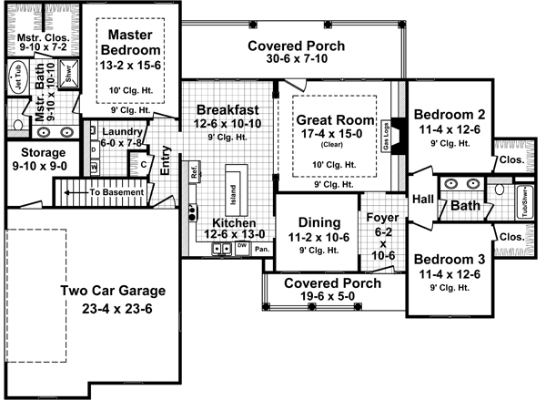 Floor Plan First Story of Traditional Plan #141-1264