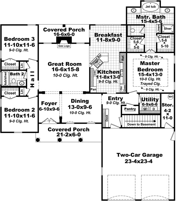 Floor Plan First Story of Traditional Plan #141-1265