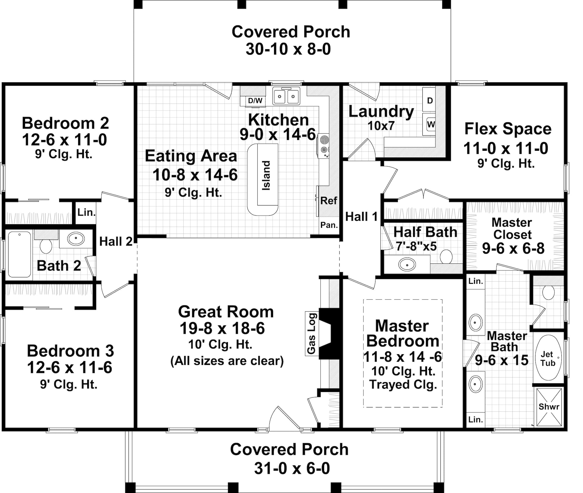Floor Plan First Story of Country Plan #141-1266